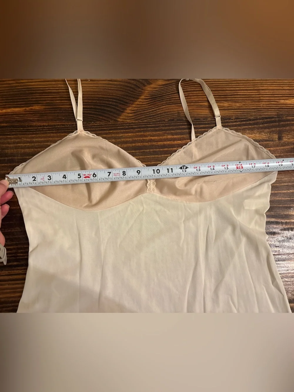 Vintage Vanity Fair Full Slip Ivory Beige Lace Trim Slip Dress Size 38 Large